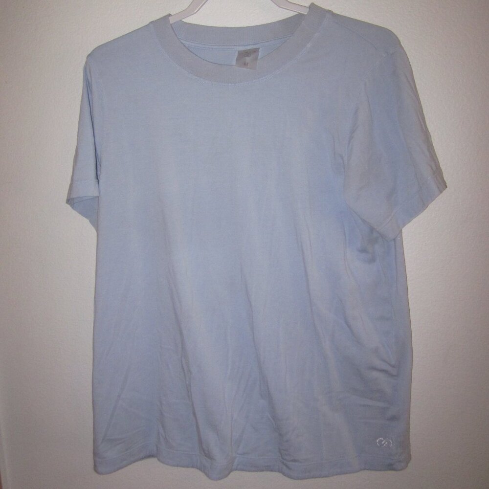 Calia Relaxed Fit Tee in Light Blue with Ribbed Neck Women's Size M